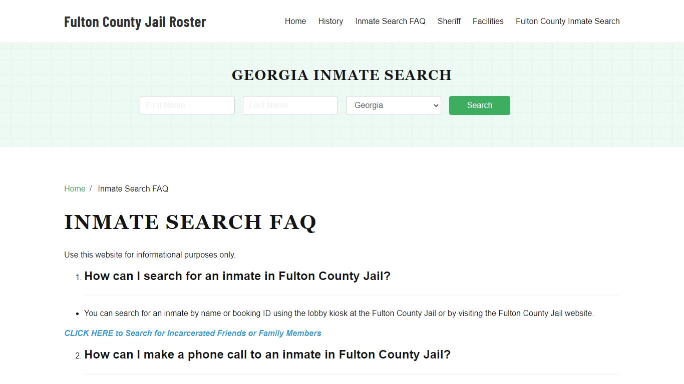 Inmate Search FAQ - Fulton County, GA