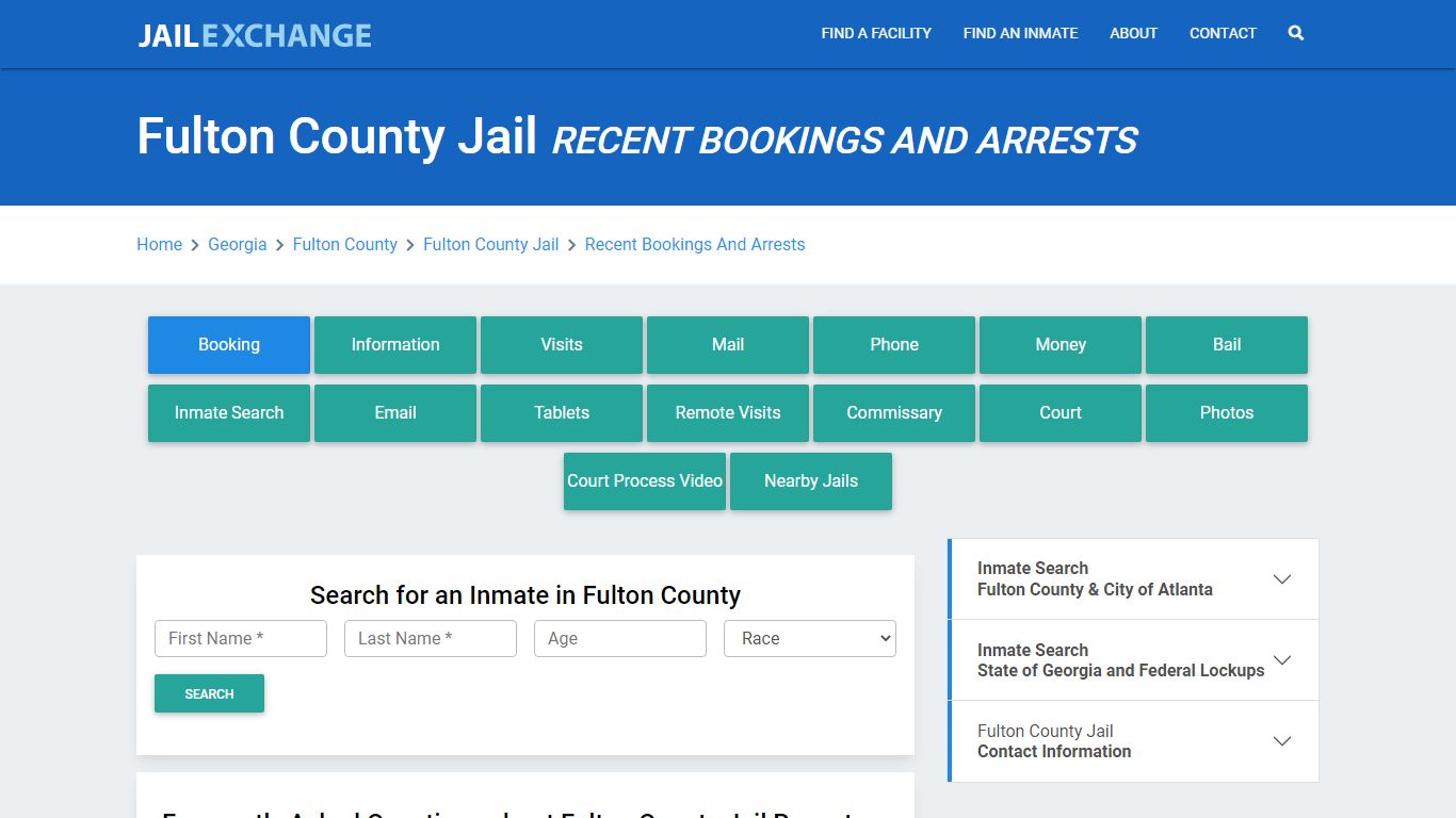 Fulton County Jail GA Recent Arrests and Bookings - Jail Exchange