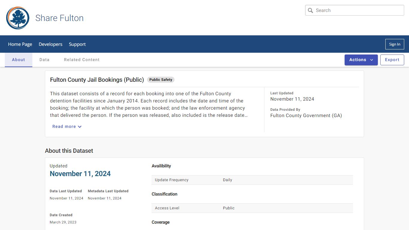 Fulton County Jail Bookings (Public) | Share Fulton